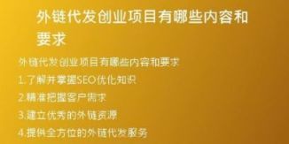 外鏈代發(fā)創(chuàng)業(yè)項目有哪些內容和要求