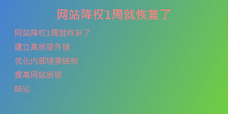 網(wǎng)站降權(quán)1周就恢復了