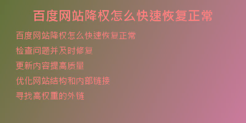 百度網(wǎng)站降權(quán)怎么快速恢復正常