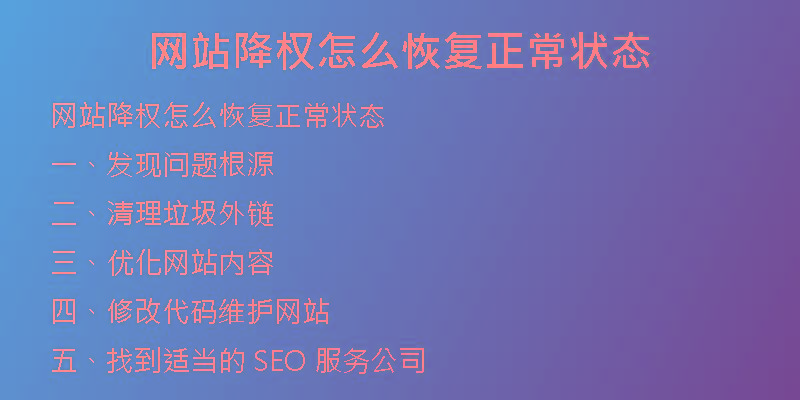 網(wǎng)站降權(quán)怎么恢復正常狀態(tài)