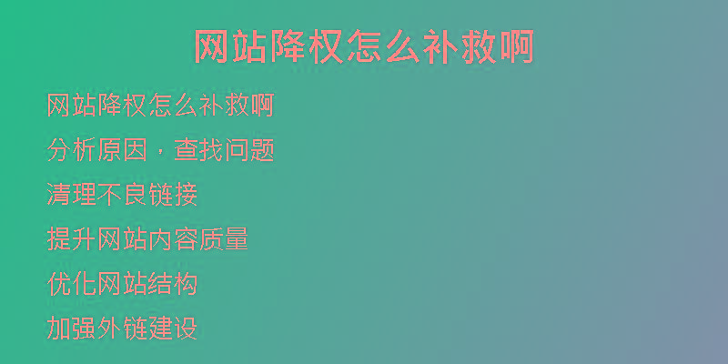 網(wǎng)站降權(quán)怎么補救啊