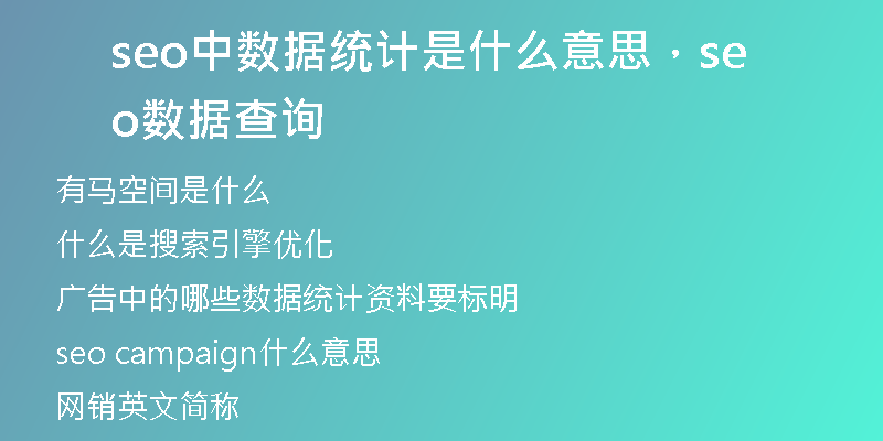 seo中數據統計是什么意思，seo數據查詢