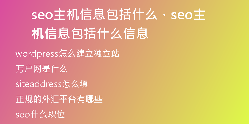 seo主機(jī)信息包括什么，seo主機(jī)信息包括什么信息