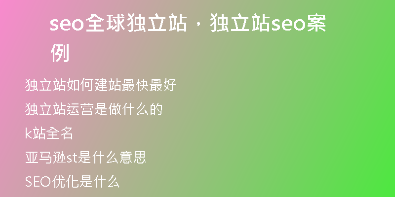 seo全球獨(dú)立站，獨(dú)立站seo案例
