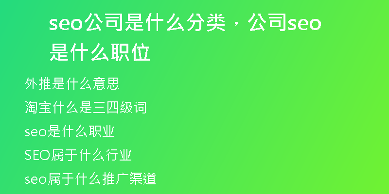 seo公司是什么分類，公司seo是什么職位