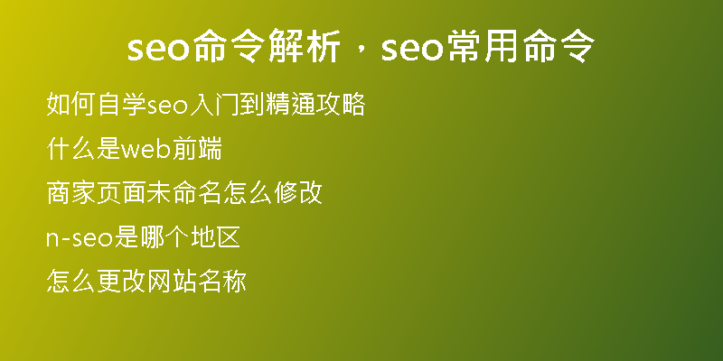 seo命令解析，seo常用命令