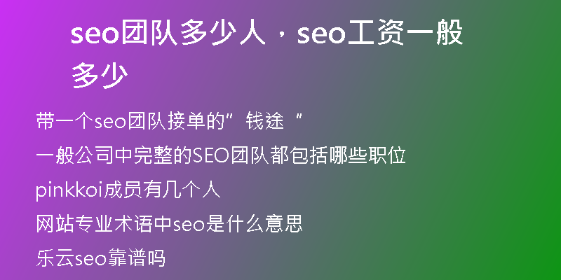 seo團(tuán)隊多少人，seo工資一般多少