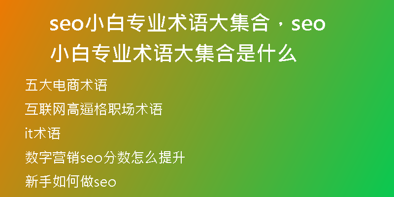 seo小白專業(yè)術(shù)語大集合，seo小白專業(yè)術(shù)語大集合是什么