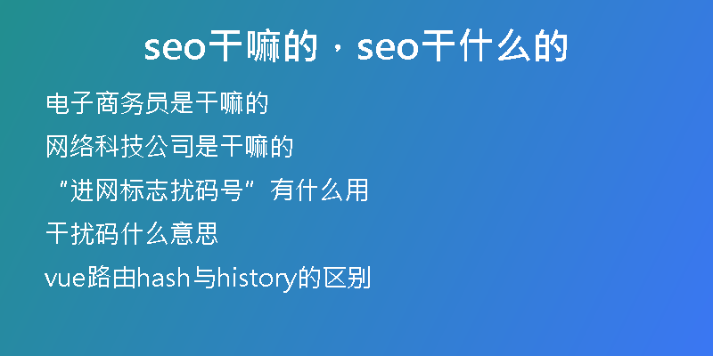 seo干嘛的，seo干什么的