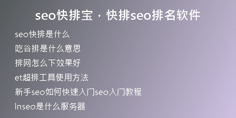 seo快排寶，快排seo排名軟件