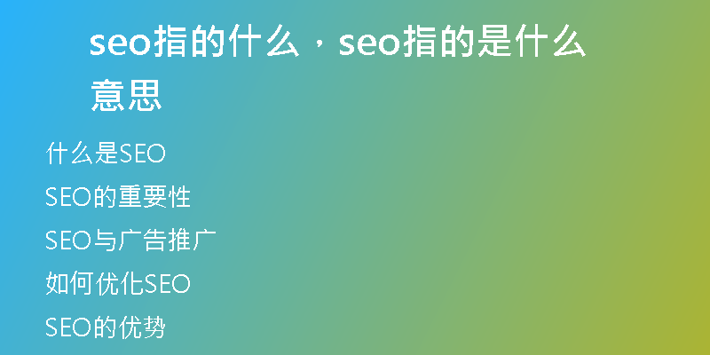 seo指的什么，seo指的是什么意思