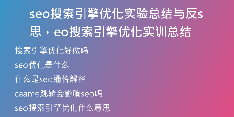 seo搜索引擎優(yōu)化實(shí)驗(yàn)總結(jié)與反思，seo搜索引擎優(yōu)化實(shí)訓(xùn)總結(jié)