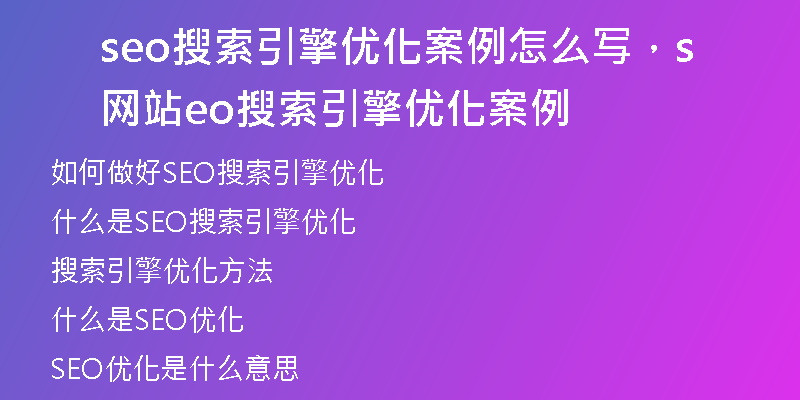 seo搜索引擎優(yōu)化案例怎么寫(xiě)，網(wǎng)站seo搜索引擎優(yōu)化案例