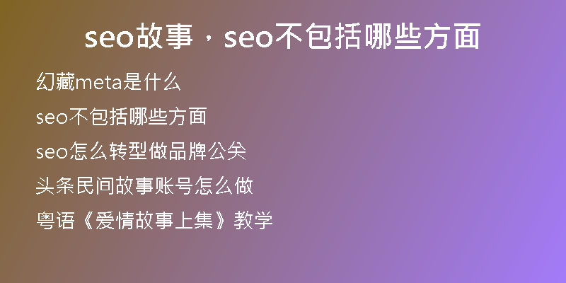 seo故事，seo不包括哪些方面