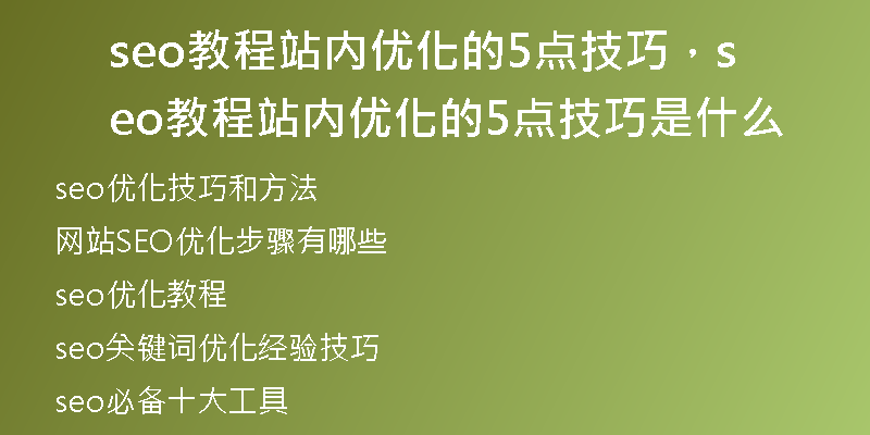 seo教程站內(nèi)優(yōu)化的5點(diǎn)技巧，seo教程站內(nèi)優(yōu)化的5點(diǎn)技巧是什么