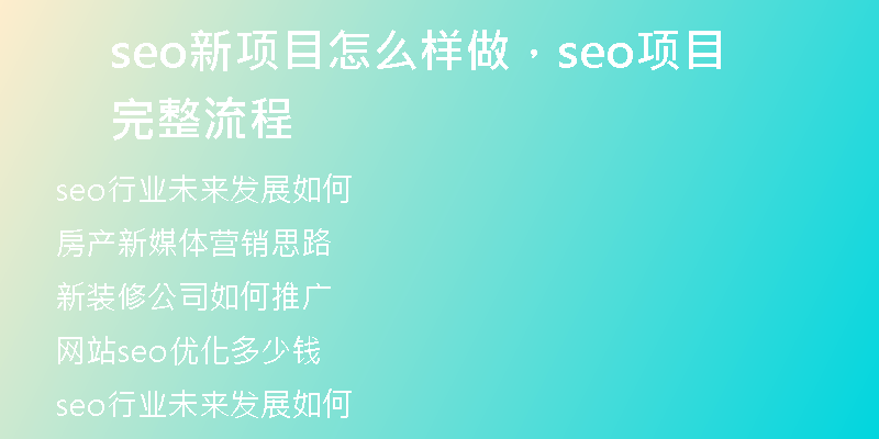 seo新項(xiàng)目怎么樣做，seo項(xiàng)目完整流程