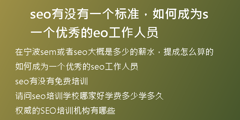 seo有沒有一個標準，如何成為一個優(yōu)秀的seo工作人員