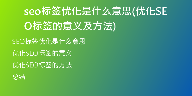 seo標簽優(yōu)化是什么意思(優(yōu)化SEO標簽的意義及方法)