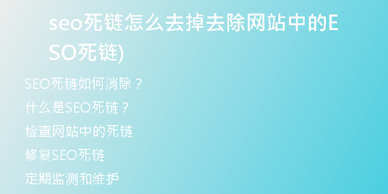 seo死鏈怎么去掉去除網(wǎng)站中的SEO死鏈)