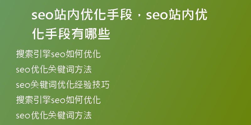 seo站內(nèi)優(yōu)化手段，seo站內(nèi)優(yōu)化手段有哪些