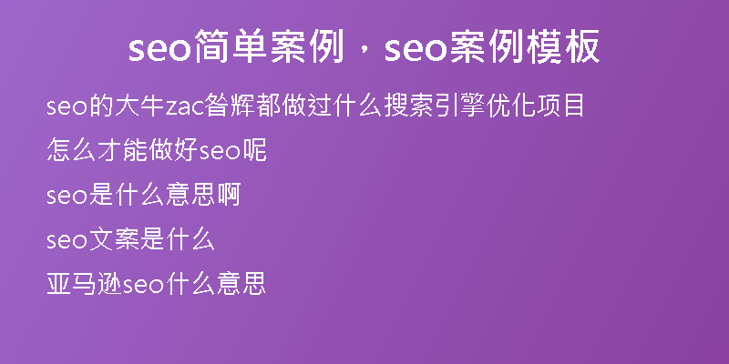 seo簡(jiǎn)單案例，seo案例模板