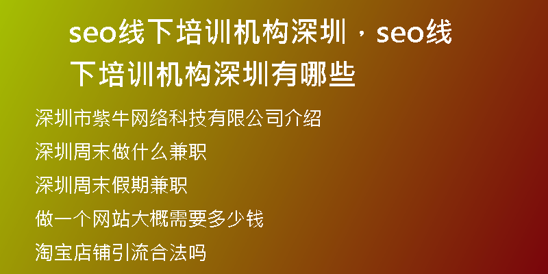 seo線下培訓(xùn)機(jī)構(gòu)深圳，seo線下培訓(xùn)機(jī)構(gòu)深圳有哪些