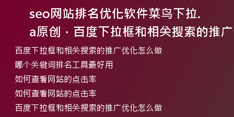 seo網(wǎng)站排名優(yōu)化軟件菜鳥(niǎo)下拉.a原創(chuàng)，百度下拉框和相關(guān)搜索的推廣優(yōu)化怎么做