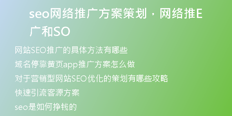 seo網(wǎng)絡(luò)推廣方案策劃，網(wǎng)絡(luò)推廣和SEO