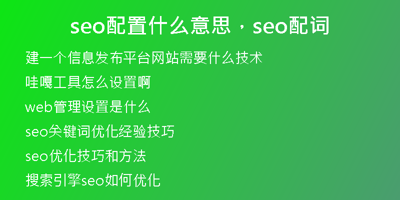 seo配置什么意思，seo配詞