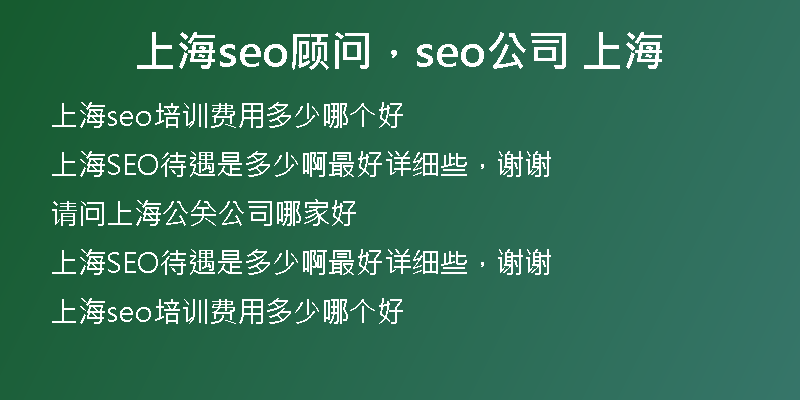 上海seo顧問，seo公司 上海
