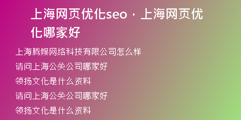 上海網(wǎng)頁優(yōu)化seo，上海網(wǎng)頁優(yōu)化哪家好
