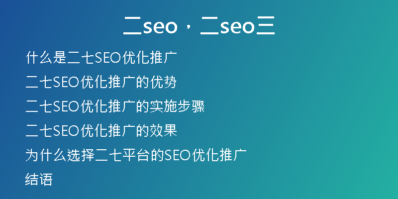 二seo，二seo三