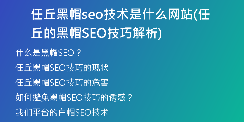 任丘黑帽seo技術(shù)是什么網(wǎng)站(任丘的黑帽SEO技巧解析)